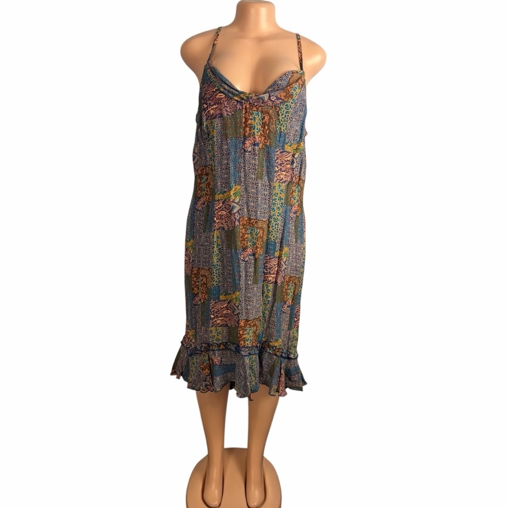 Scarlett Vintage Y2K Multicolor Sleeveless Patchwork Women's Dress